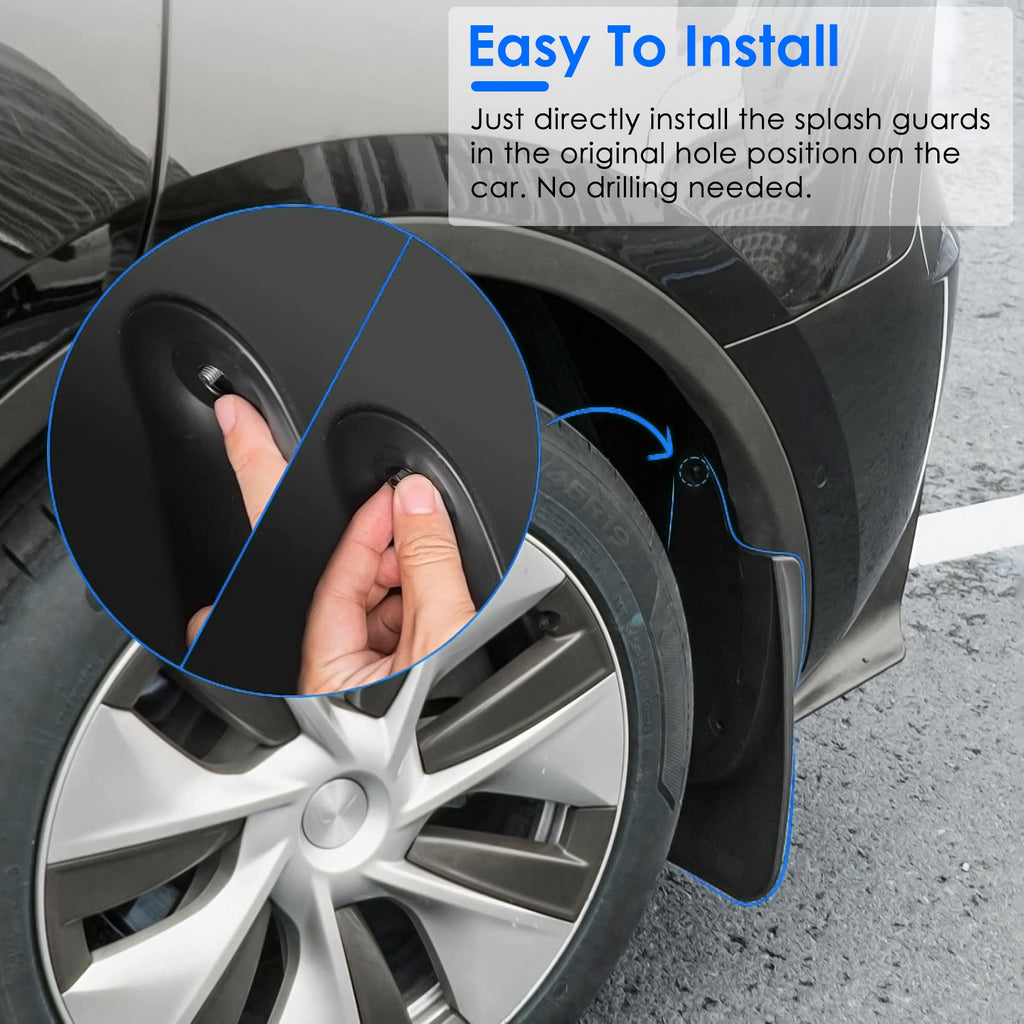 4PCS Drill-Free Splash Guards for Tesla Model Y 2020-2023 K783