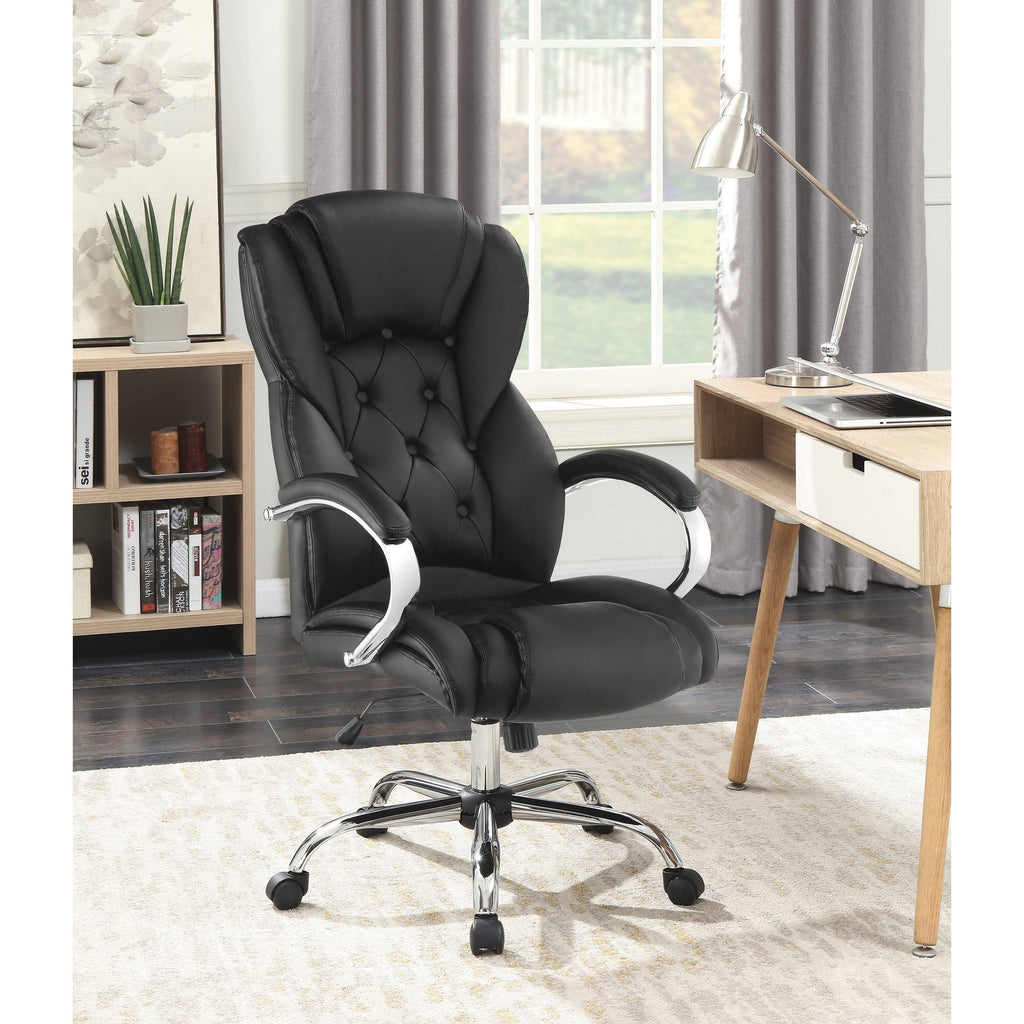 Black Upholstered Office Chair with Casters K2803