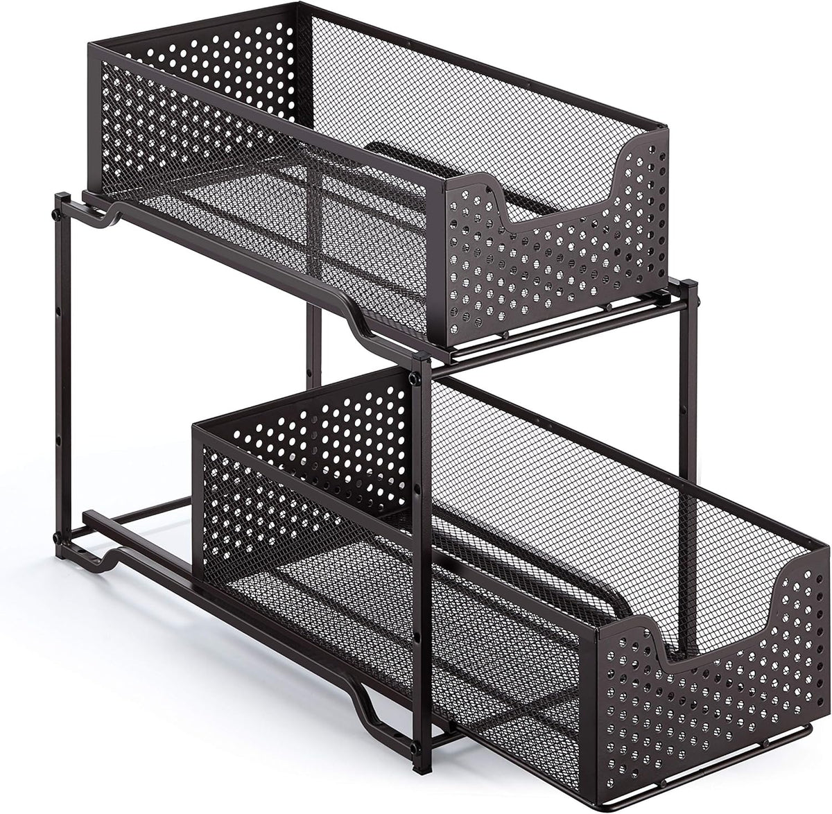 Bronze Stackable 2-Tier Under Sink Cabinet Organizer with Sliding Storage Drawer F86132
