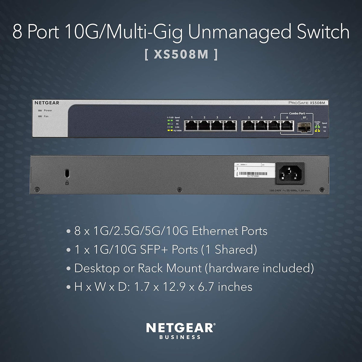 8-Port 10G Multi-Gigabit Ethernet Unmanaged Switch with 10G SFP+ S76994