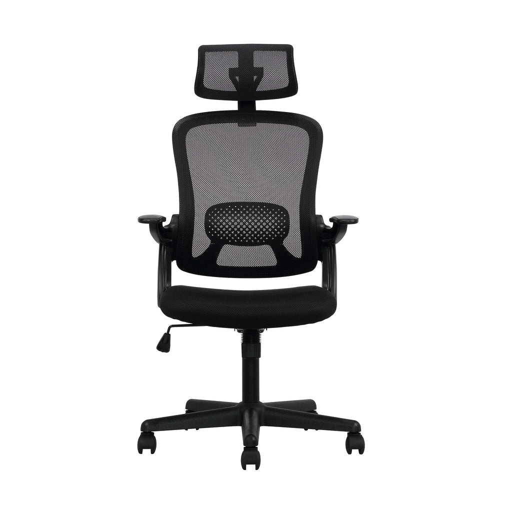 Black Fabric Ergonomic Office Chair with Adjustable Headrest Z818