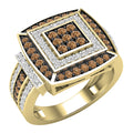 1.00 Carat Round Champagne & White Diamond Bridal Ring in 10K Yellow Gold, Size 5 H78992