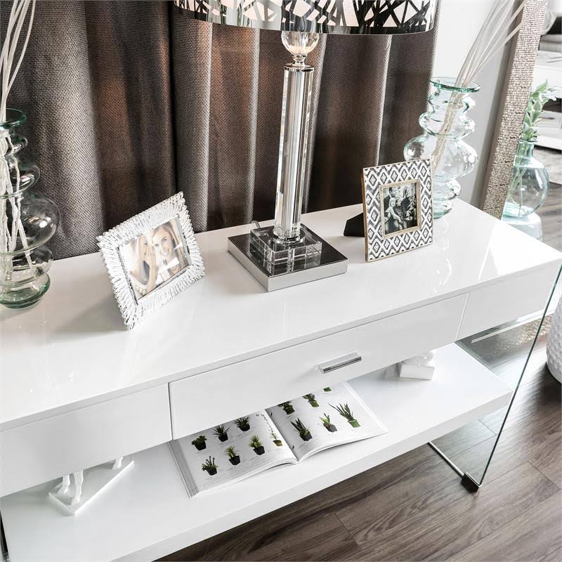 White Storage Console Table Z848