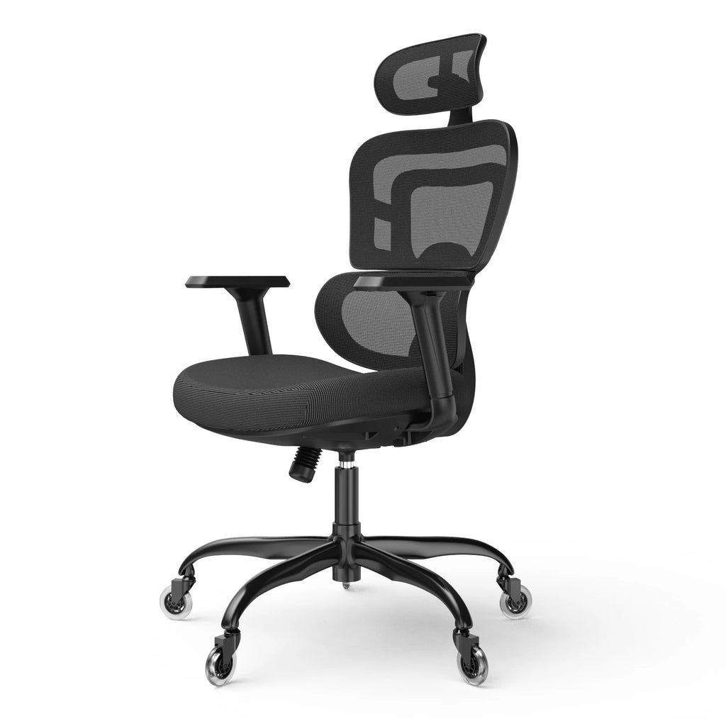 Black Ergonomic Mesh Office Chair with Lumbar Support and Wheels L3038