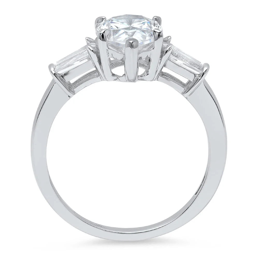 18K White Gold Three-Stone Diamond Engagement Ring E434