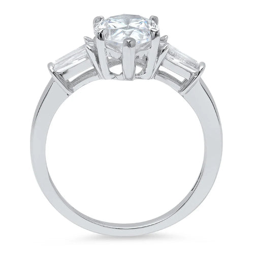 18K White Gold Three-Stone Diamond Engagement Ring E434