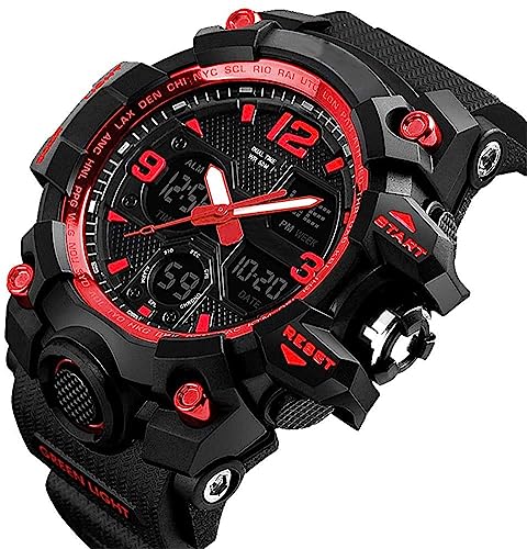 Men's Analog Sports Watch LED Military Digital Watch Electronic Stopwatch Large Dual Dial Time Outdoor Army Wrist Watch Tactical Q487651