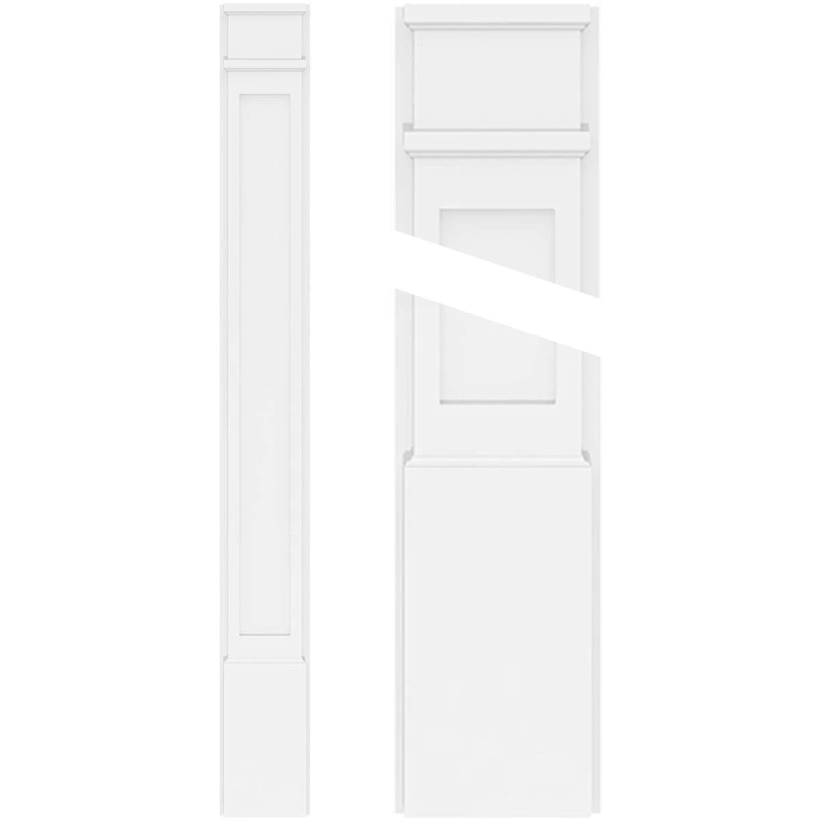 8x22W x 108x22H x 2x22P Flat Panel PVC Pilaster with Decorative Capital & Base (Pair) C6820