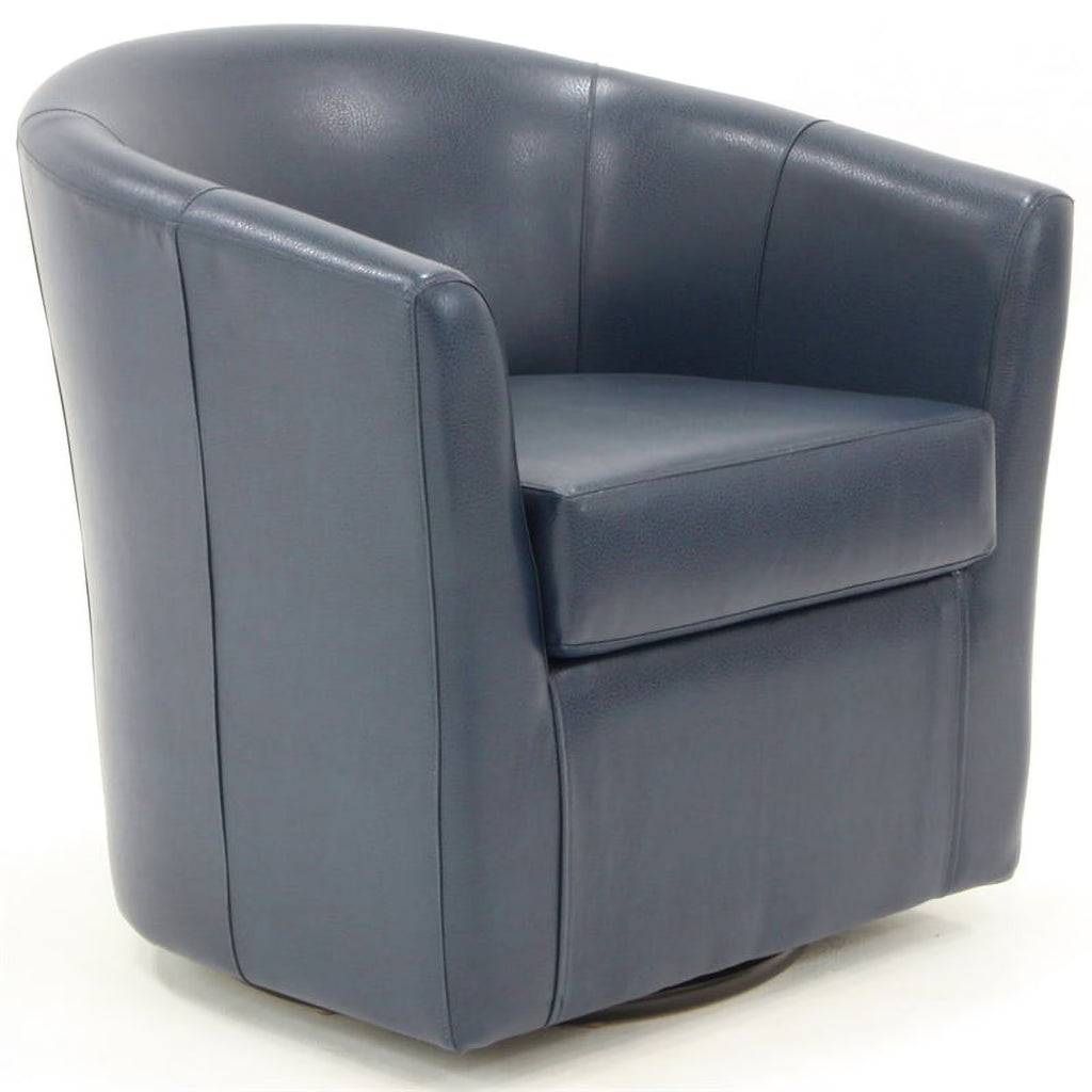 Blue Faux Leather Swivel Club Chair P3778