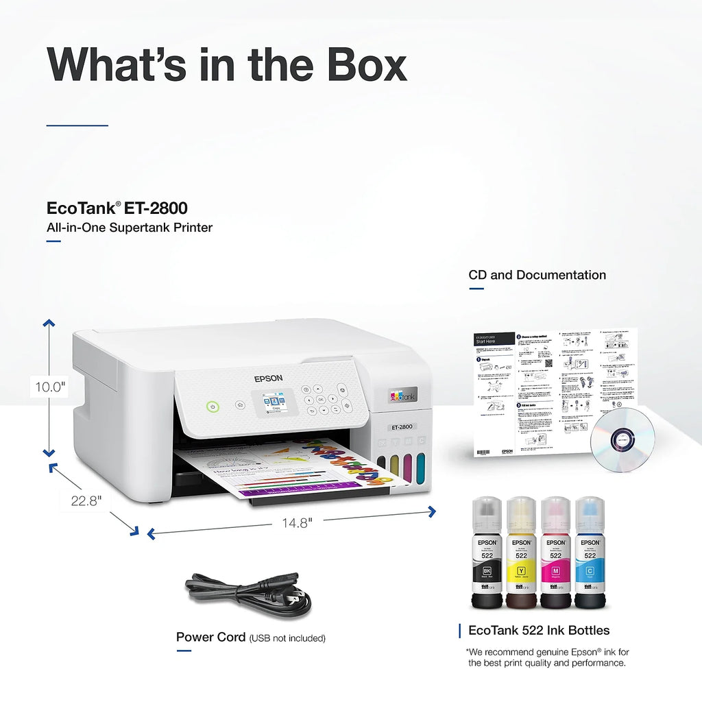 White Wireless All-in-One Supertank Printer M563