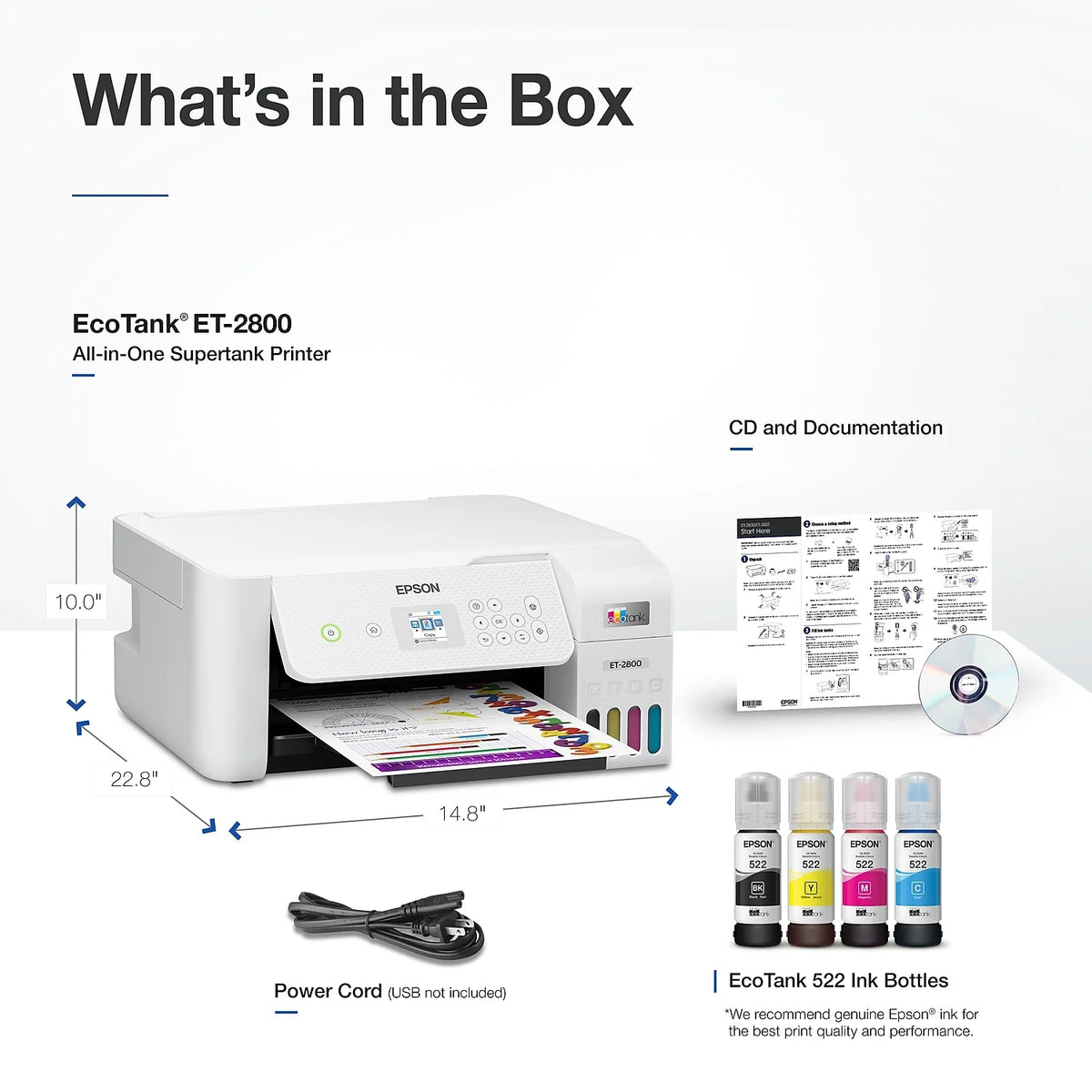 White Wireless All-in-One Supertank Printer M563