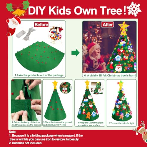 3D DIY Felt Christmas Tree with 20 Hanging Ornaments V7377