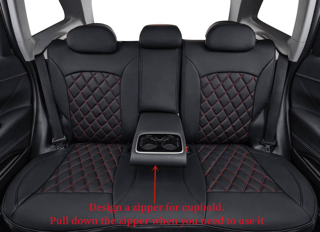 Black/Red Leatherette Full Set Car Seat Covers Q206803