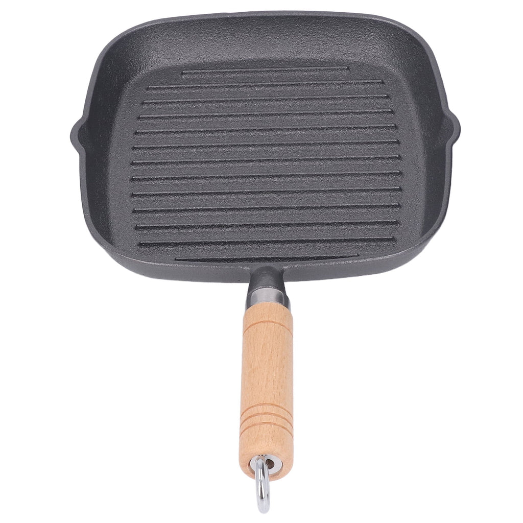 Cast Iron Grill Pan with Wooden Handle C756