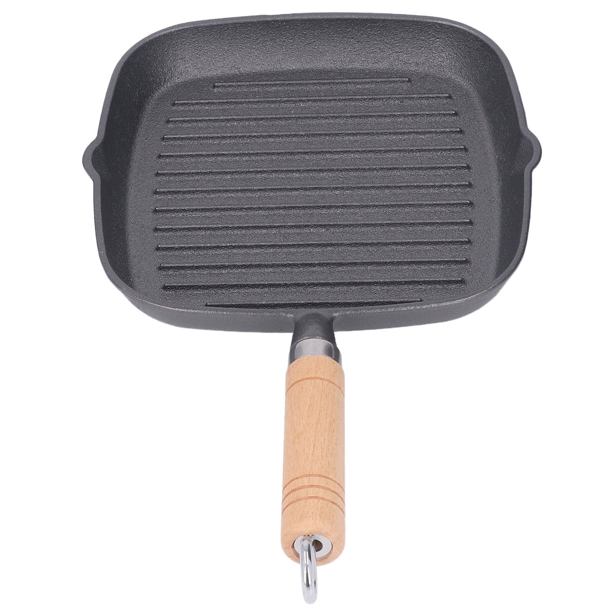Cast Iron Grill Pan with Wooden Handle C756