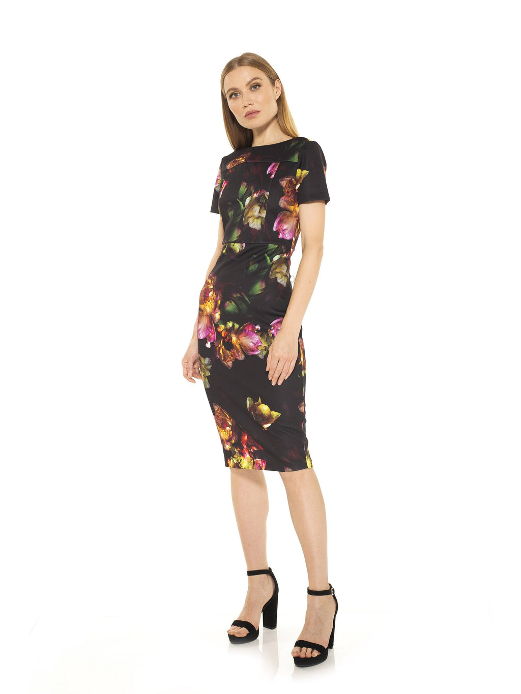 Black Midi Sheath Dress W591358