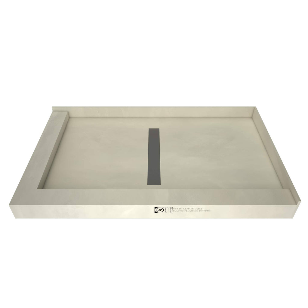 Double Curb Shower Pan with Center Trench Drain L304