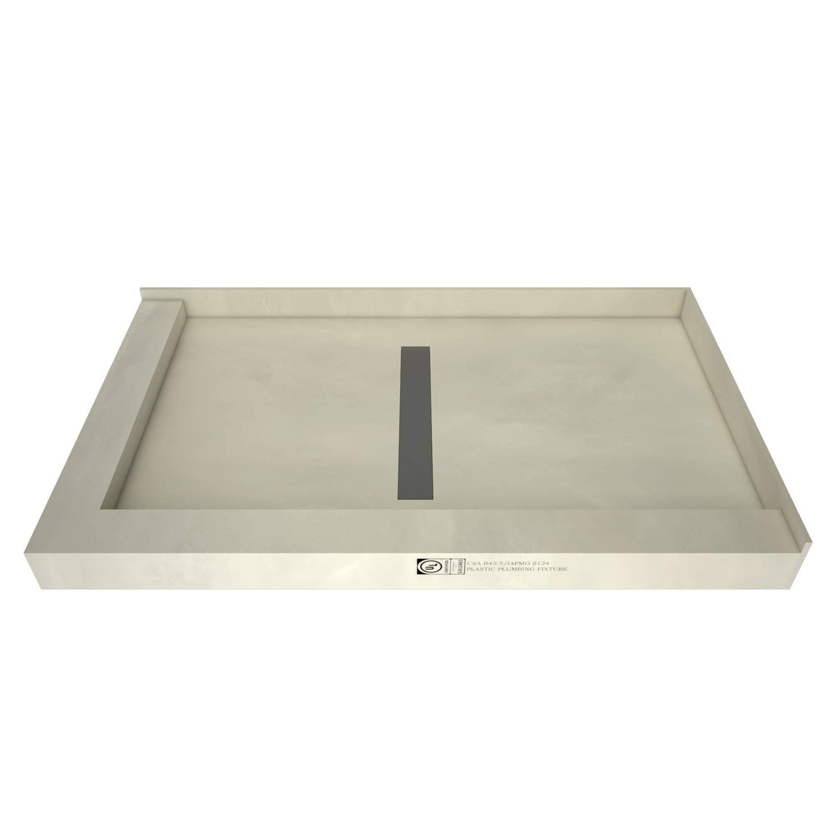 Double Curb Shower Pan with Center Trench Drain L304