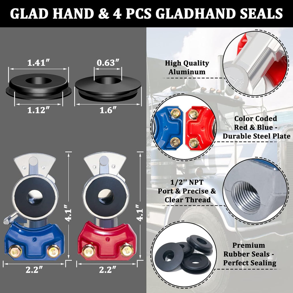 12 FT Semi Truck Air Hose Kit with Glad Hands G636