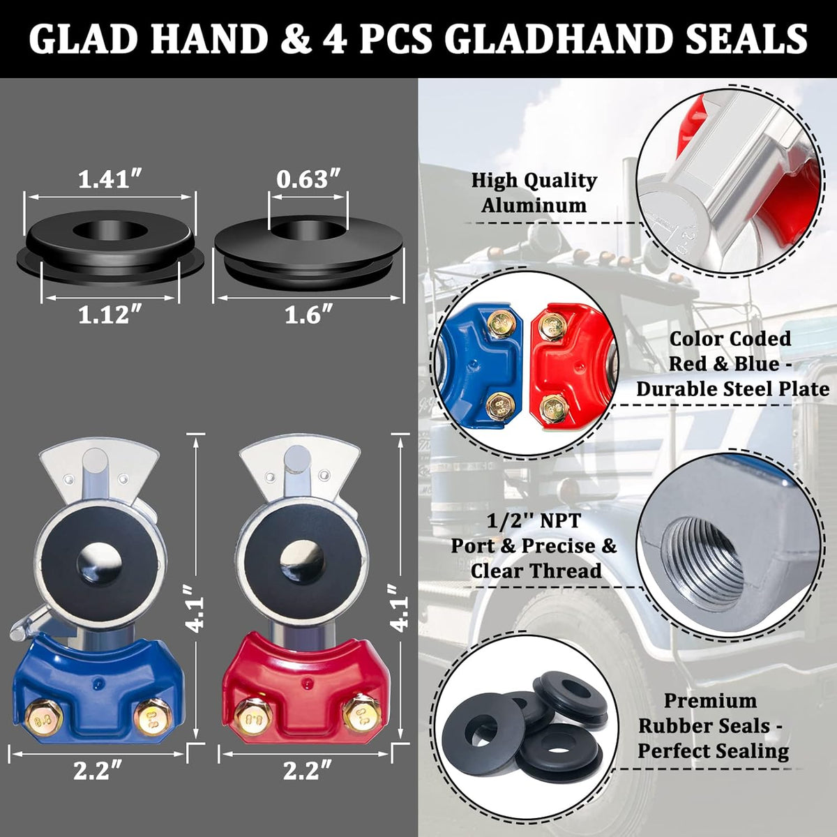 12 FT Semi Truck Air Hose Kit with Glad Hands G636