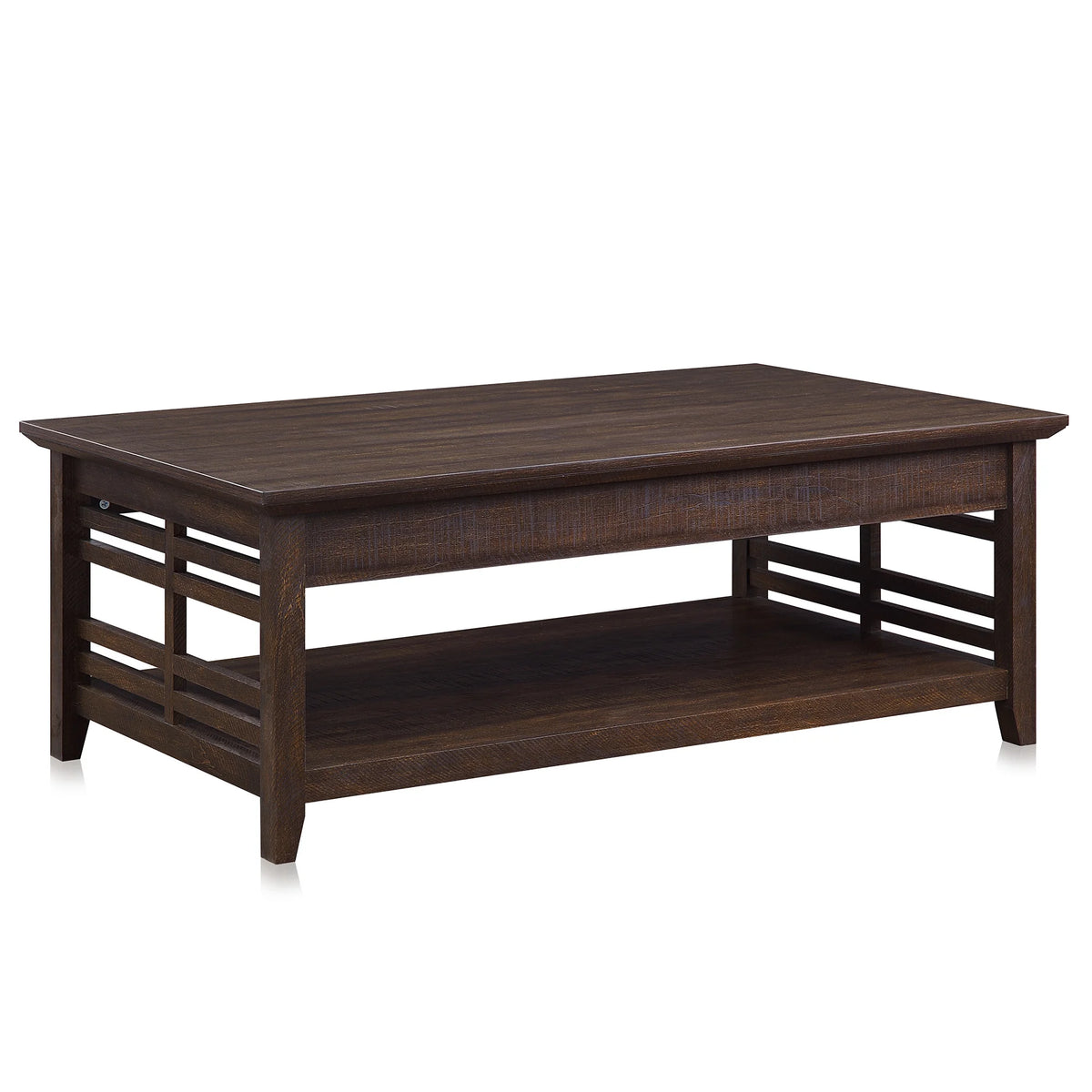 Espresso Wood Coffee Table with Storage Shelf W587