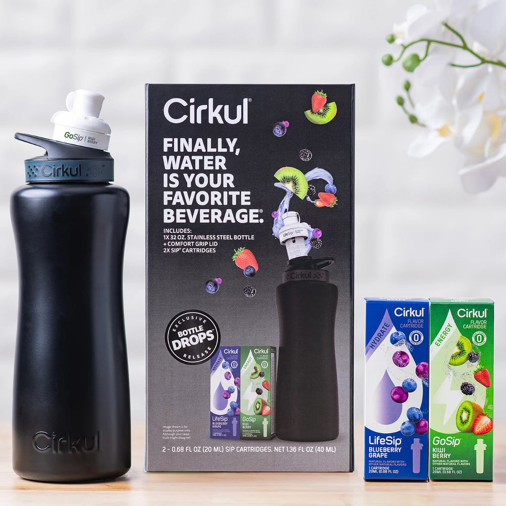 32oz Rose Gold Stainless Steel Water Bottle Starter Kit with Lid and 2 Flavor Cartridges Q107498