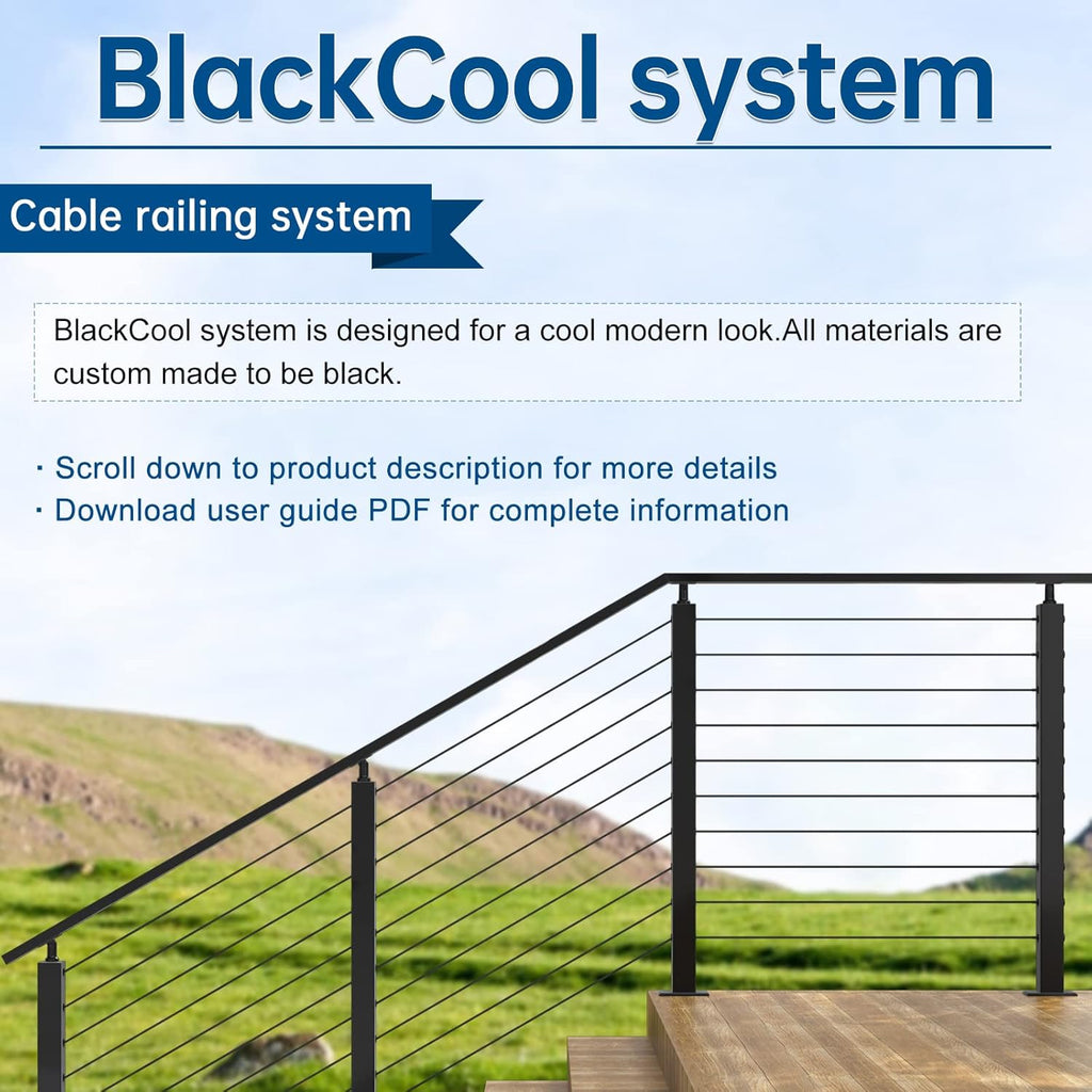 Black Invisible Cable Railing Kit 1/8 T316 Stainless Steel S761