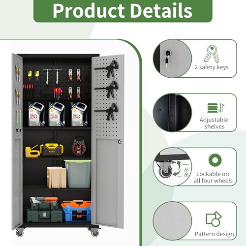 Metal Garage Storage Cabinet with Wheels D5547