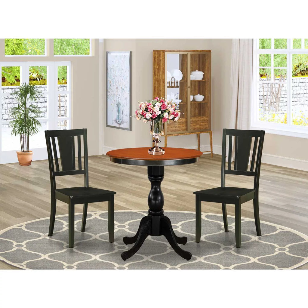 3-Piece Mid Century Modern Dining Set with Wood Table and 2 Chairs W668449