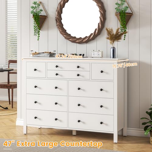 Black 10 Drawer Wood Dresser C8814