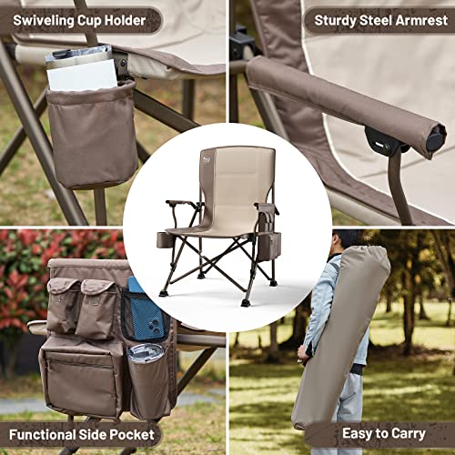 Oversized Folding Camping Chair High Back Heavy Duty with Cup Holder Side Pocket Cooler Bag C5894