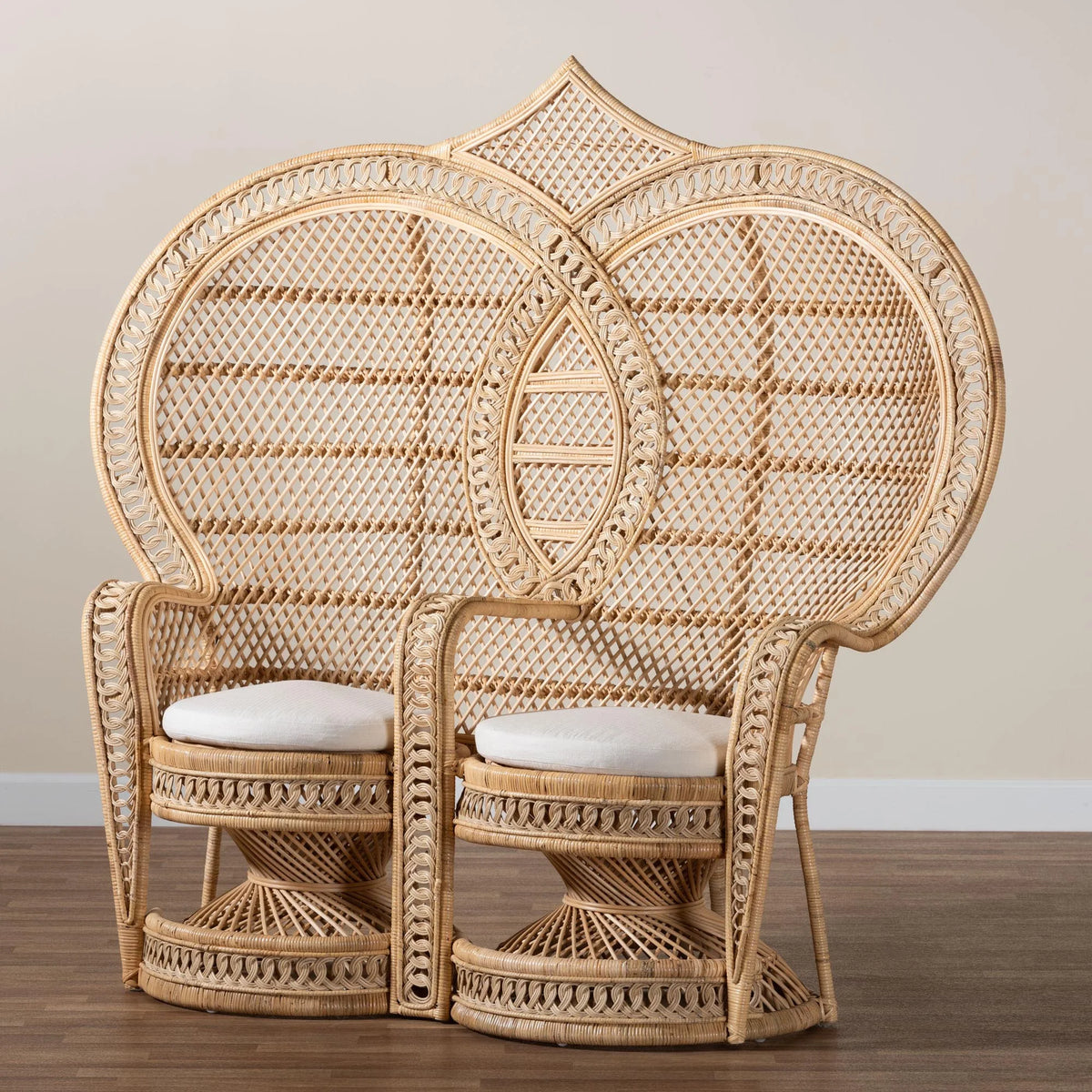 Natural Brown Rattan Two-Seater Chair V232