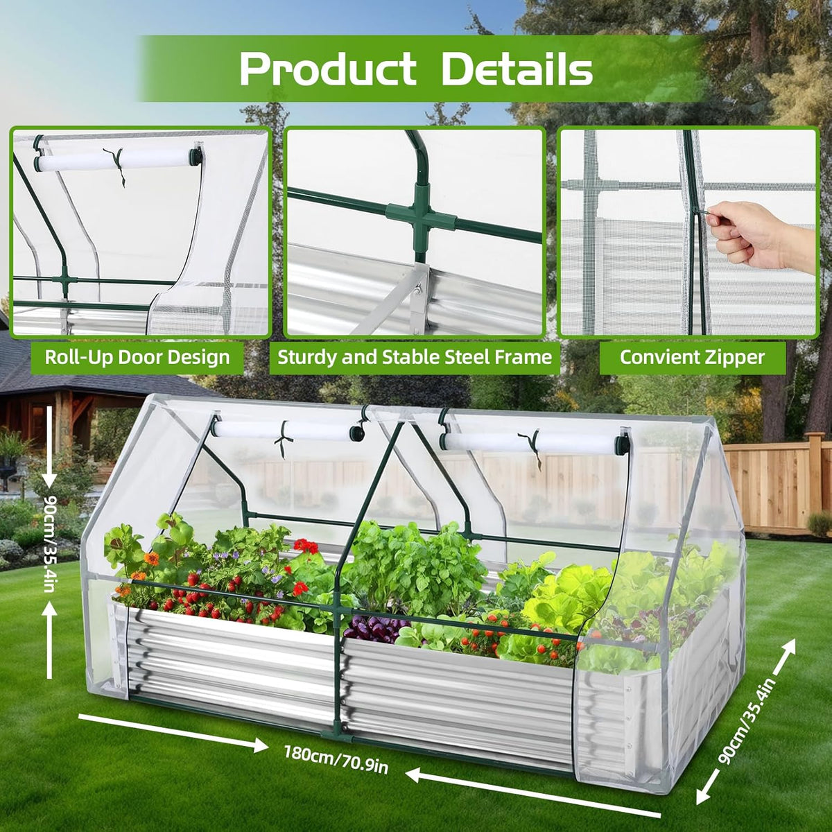 Galvanized Raised Garden Bed with Mesh Cover Greenhouse A978