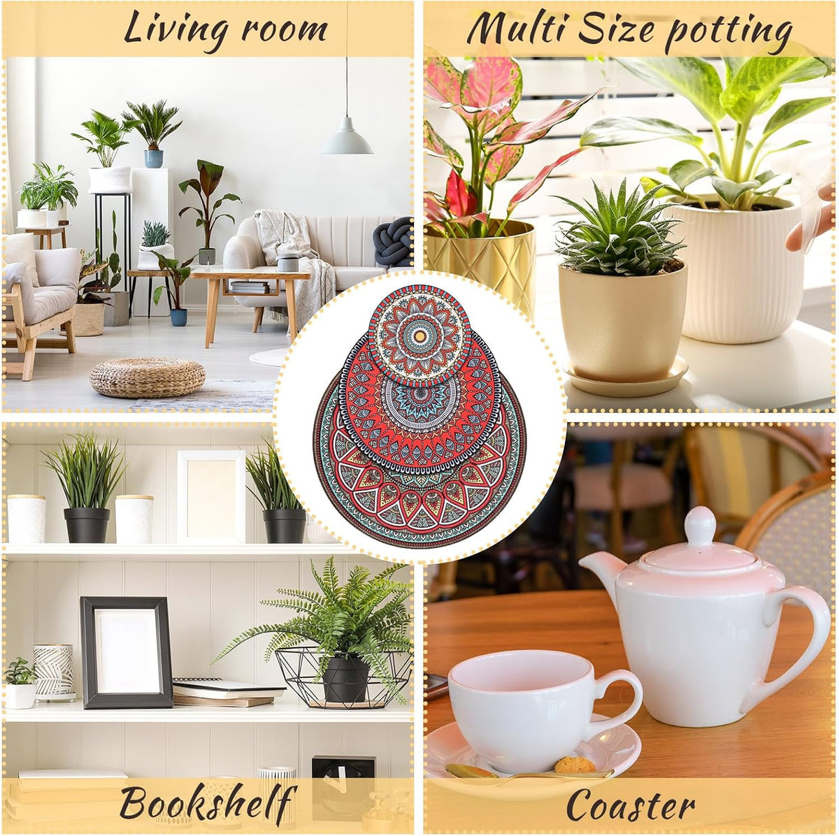 6 Pcs Absorbent Non Slip Round Plant Pot Mat Y691962