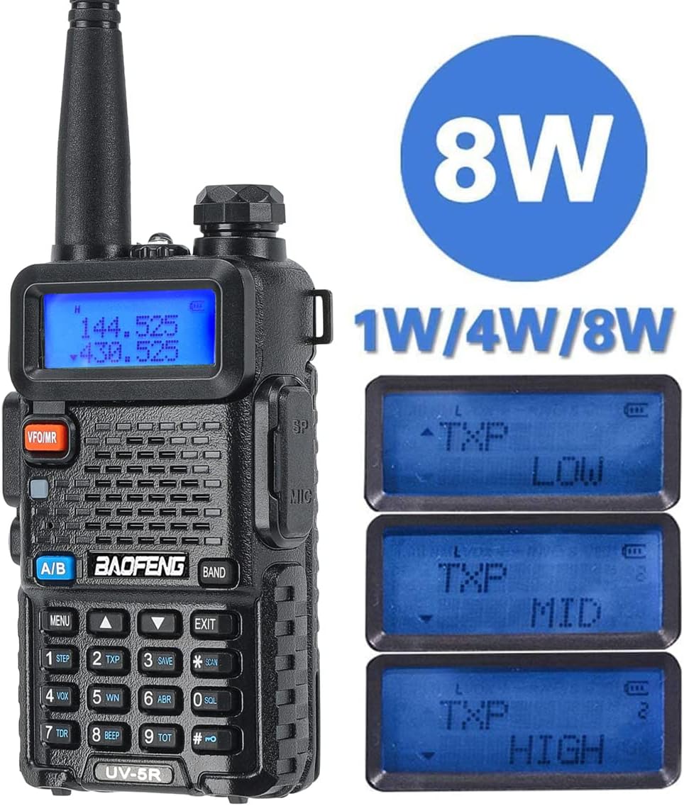 8W Dual Band VHF/UHF Two Way Radio Walkie Talkie with 3800mAh Battery O458