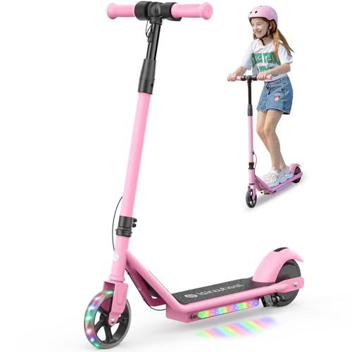 Electric Scooter with Adjustable Speed and Height, Colorful Lights, Double Brake U318083