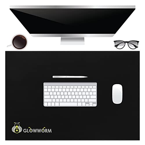 Black Non-Slip Waterproof Pu Leather Desk Pad 23.6in*15.7in S718