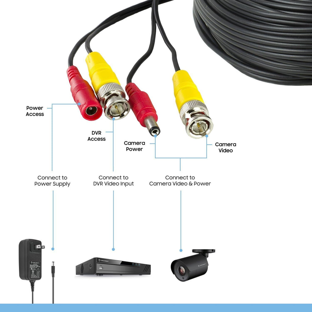 100 Feet Pre-Made Siamese BNC CCTV Security Camera Cable with Two Female Connectors P2928