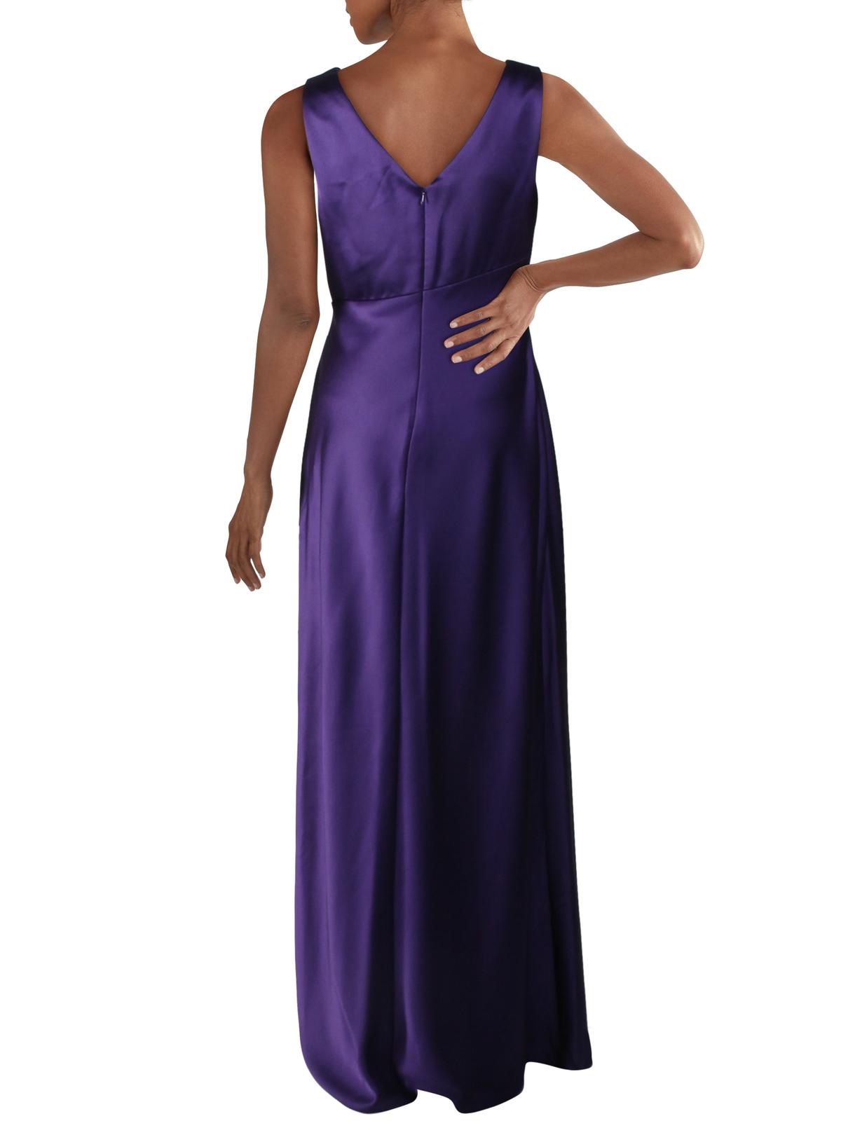 Purple Sleeveless Faux Wrap Formal Dress K457804
