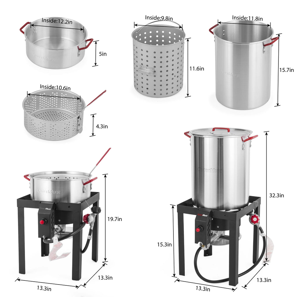 30 QT Turkey Fryer with Basket and Burner Set L809