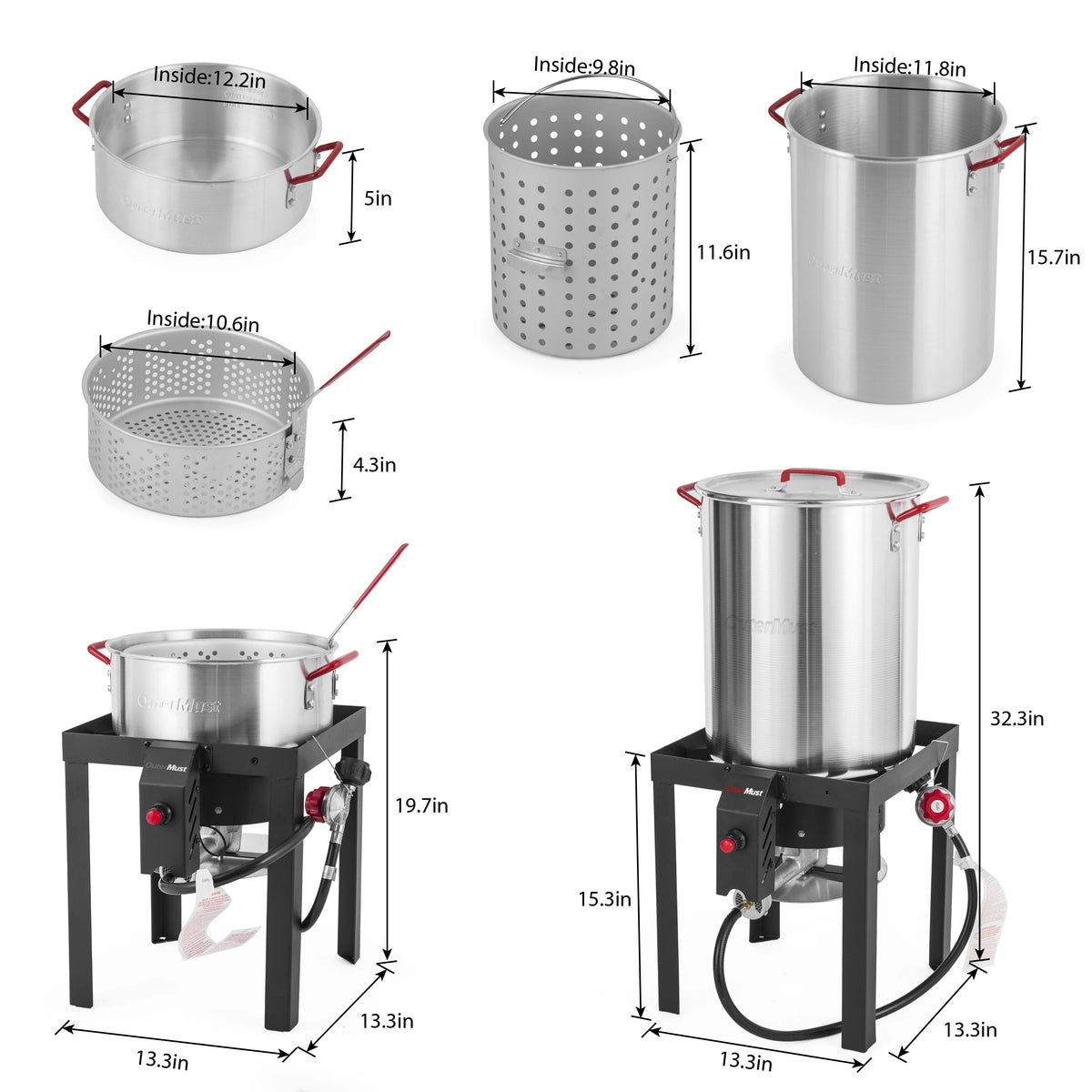 30 QT Turkey Fryer with Basket and Burner Set L809