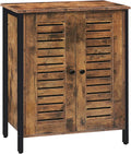 Rustic Brown Bathroom Cabinet with 2 Adjustable Shelves and Louver Doors P60866