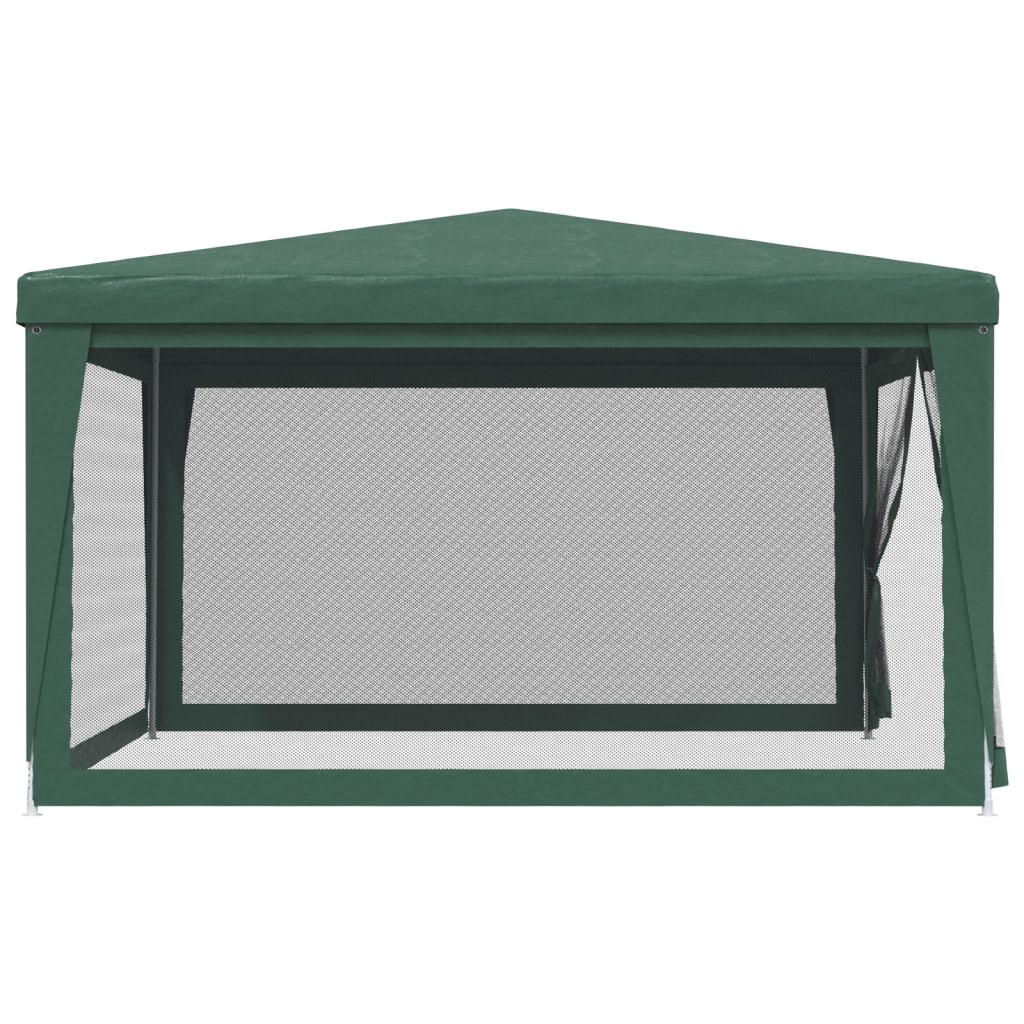 Green 13.1'x13.1' HDPE Party Tent with 4 Mesh Sidewalls W42599
