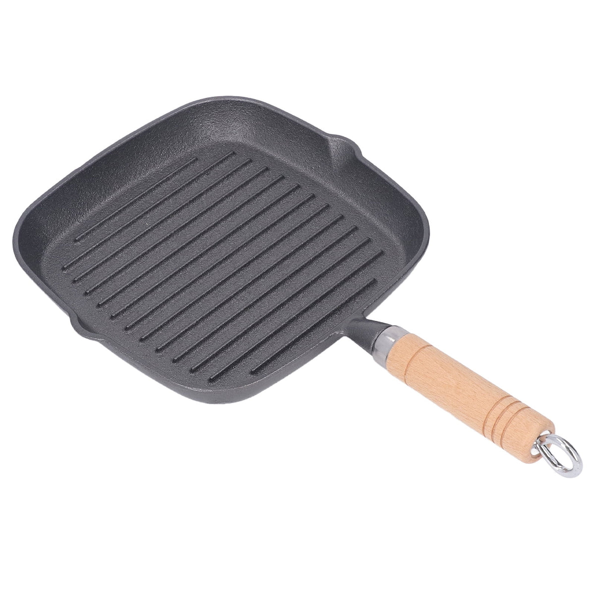 Cast Iron Grill Pan with Wooden Handle C756