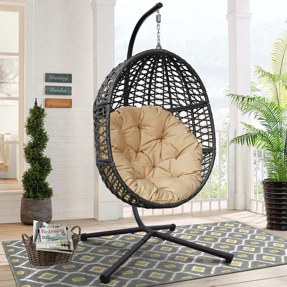 Rattan Egg Swing Chair with Stand Q7680