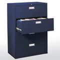 4 Drawer Lateral File Cabinet, Navy Blue X84508