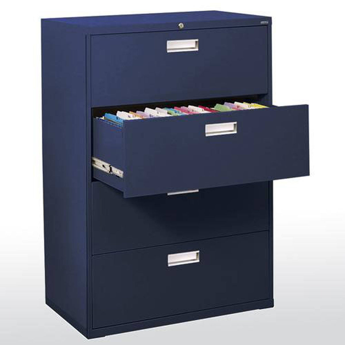 4 Drawer Lateral File Cabinet, Navy Blue X84508