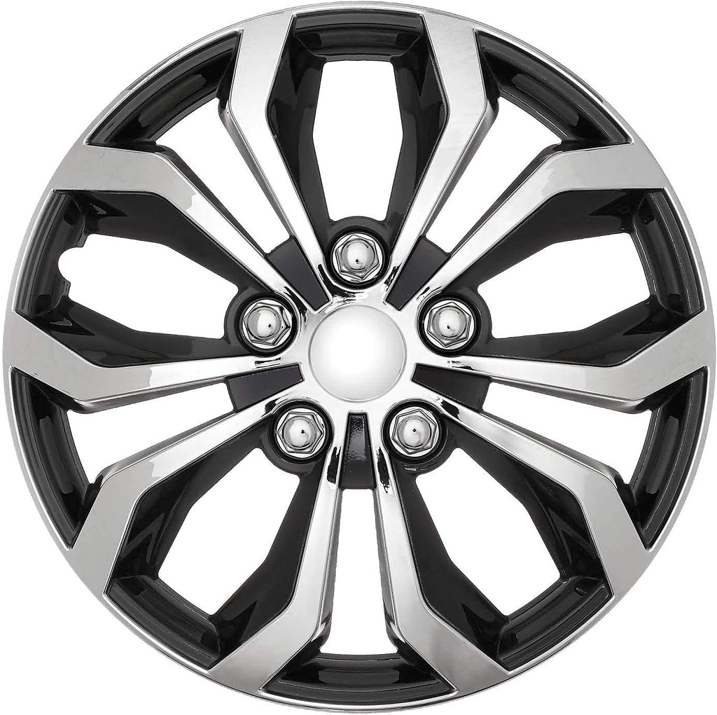 Set of 4 Chrome and Black ABS Hubcaps N162731