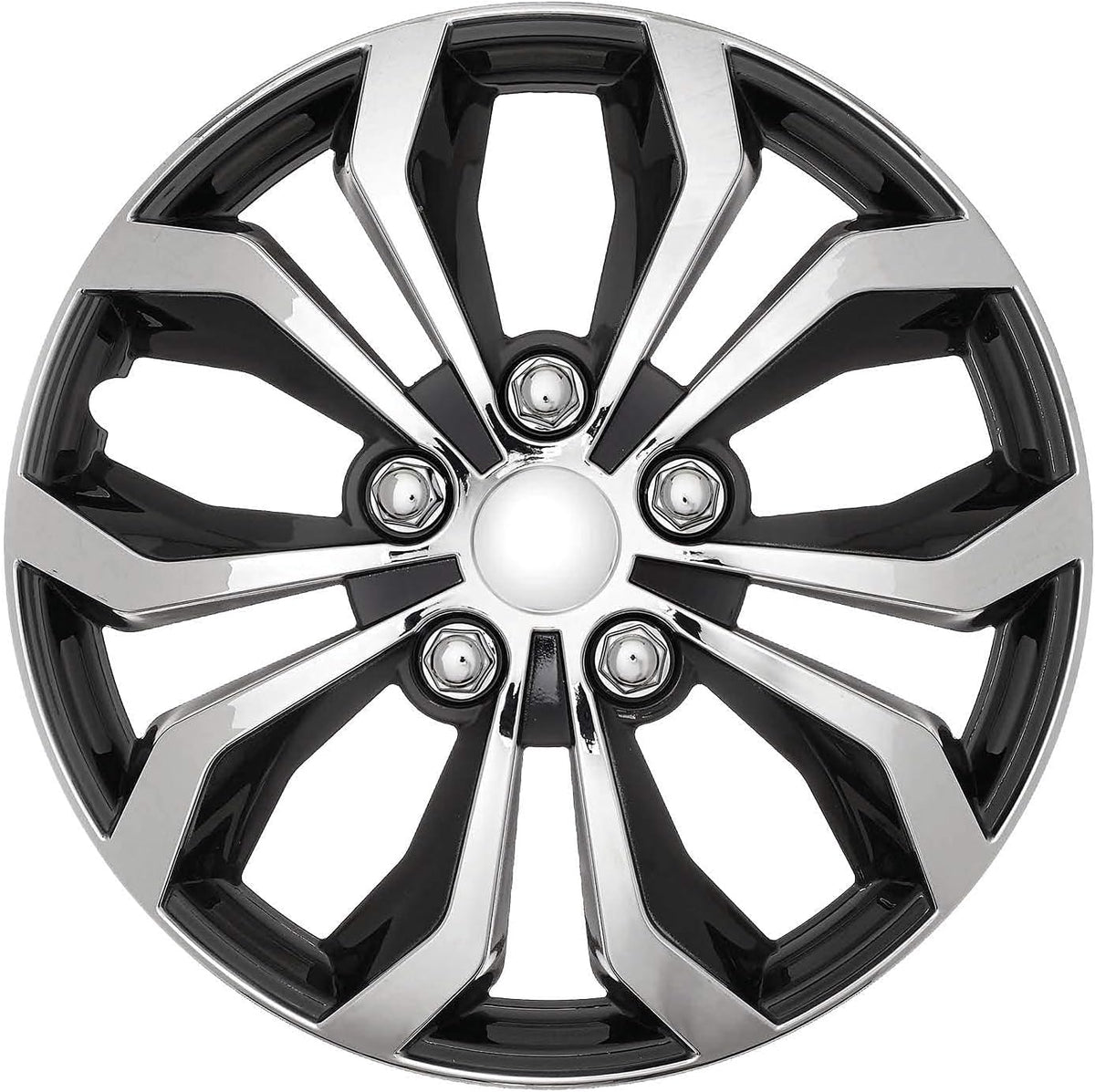 Set of 4 Chrome and Black ABS Hubcaps N162731