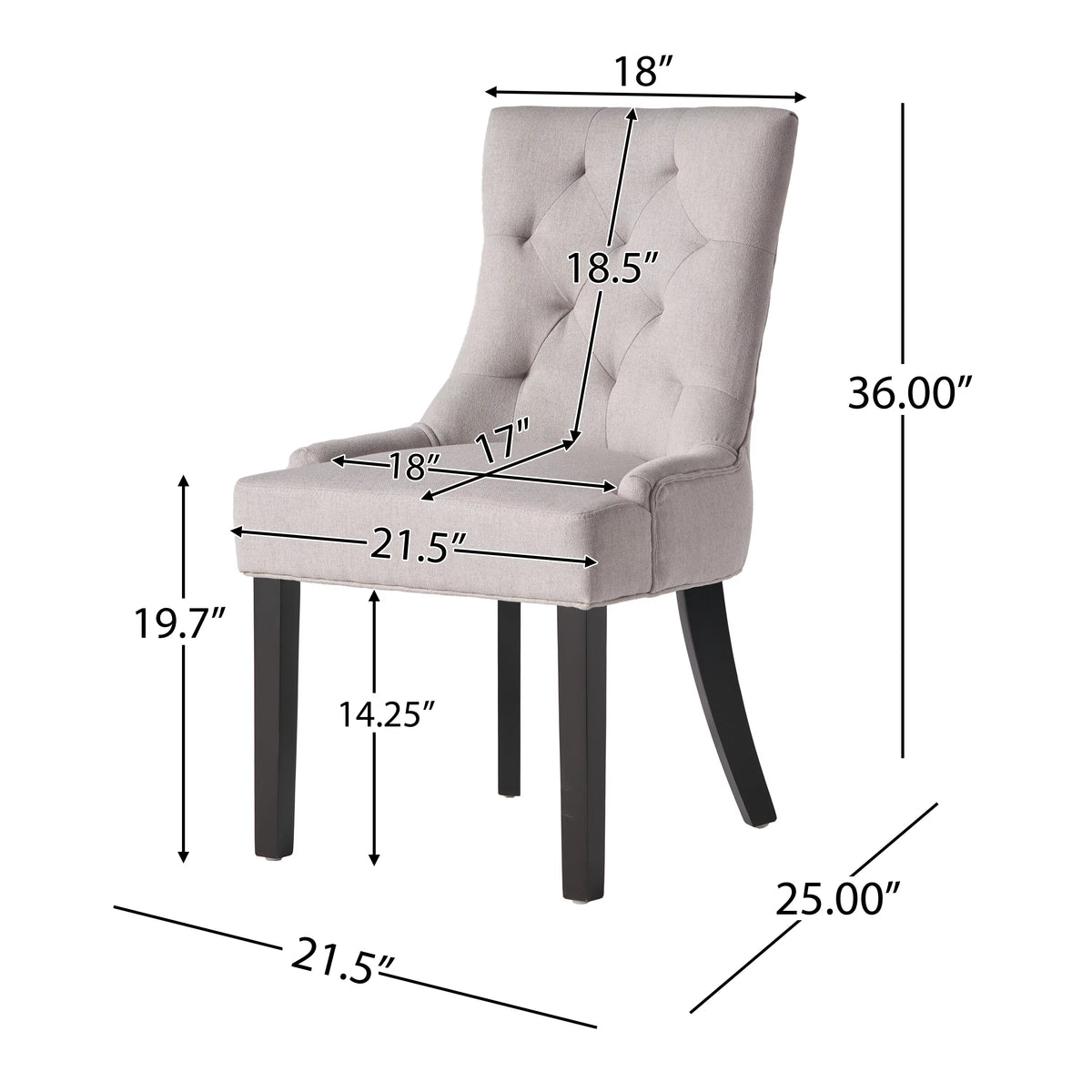 Light Grey Fabric Dining Chair Set of 2 F9993
